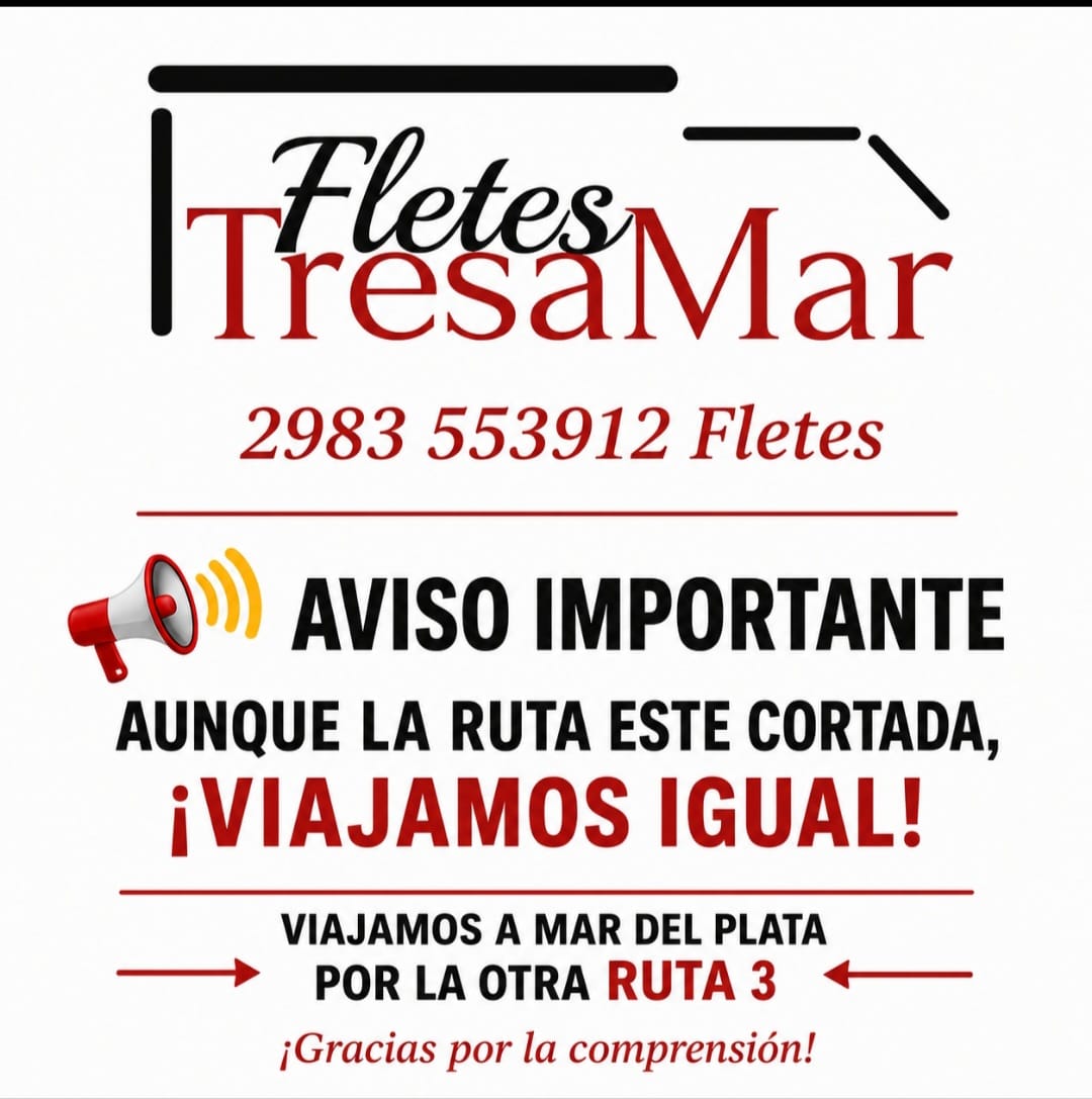 ​Fletes TresaMar confirma que mantiene sus viajes a Mar del Plata pese a los cortes de ruta