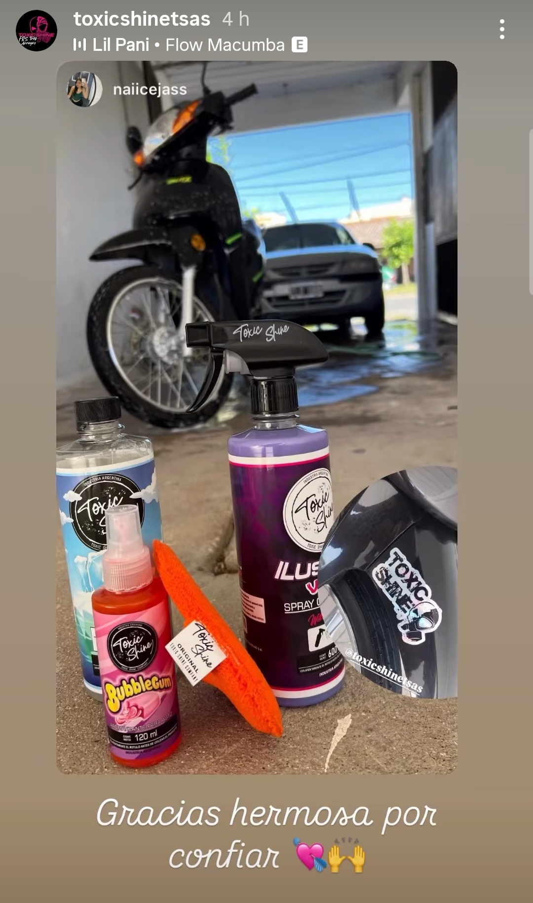 Agradecimiento para los clientes de Toxic Shine FRS